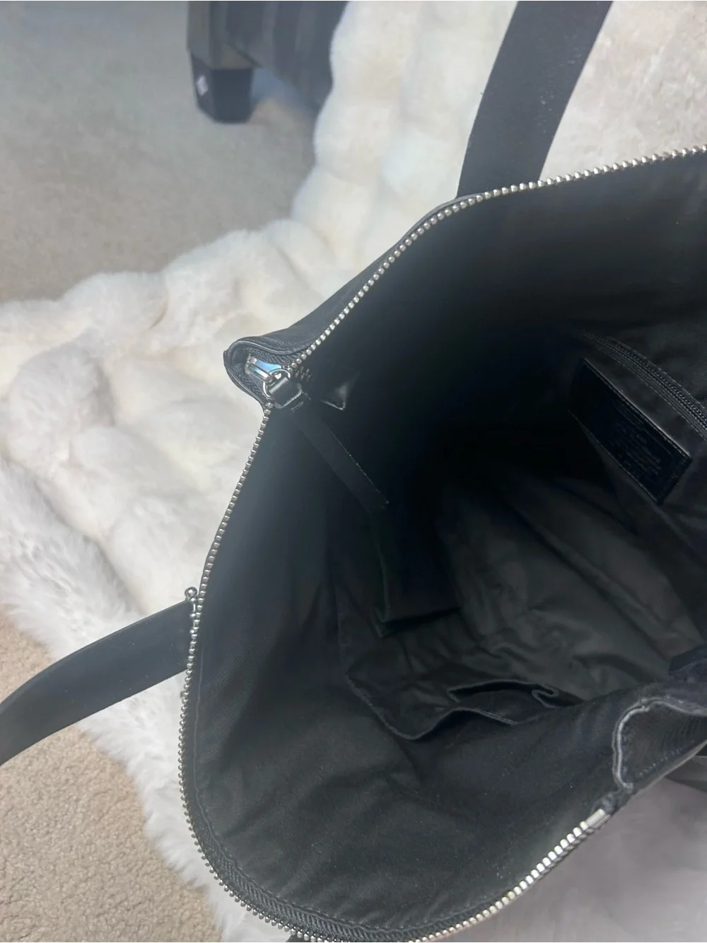 Coach Thompson 70718 Black Perforated Leather Foldover Tote + Original Box